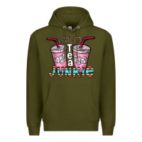 Army Green loaded tea junkie Premium Hoodie - CowhideDigitalArt