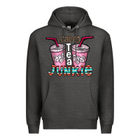 Charcoal Heather loaded tea junkie Premium Hoodie - CowhideDigitalArt