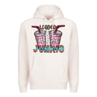 Pale Pink loaded tea junkie Premium Hoodie - CowhideDigitalArt
