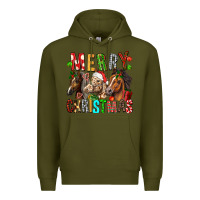 Army Green Merry christmas horses Premium Hoodie - FaDigitalArtStudio