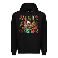 Black Merry christmas horses Premium Hoodie - FaDigitalArtStudio