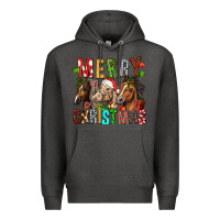 Charcoal Heather Merry christmas horses Premium Hoodie - FaDigitalArtStudio