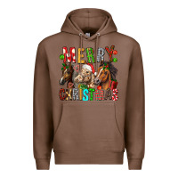 Chestnut Merry christmas horses Premium Hoodie - FaDigitalArtStudio