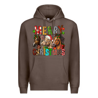 Coffee Merry christmas horses Premium Hoodie - FaDigitalArtStudio