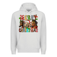 Dove Grey Merry christmas horses Premium Hoodie - FaDigitalArtStudio
