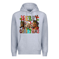 Heather Grey Merry christmas horses Premium Hoodie - FaDigitalArtStudio