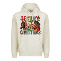 Oatmeal Heather Merry christmas horses Premium Hoodie - FaDigitalArtStudio