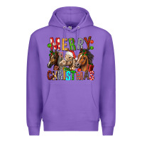 Purple Merry christmas horses Premium Hoodie - FaDigitalArtStudio