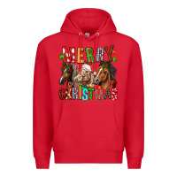 Red Merry christmas horses Premium Hoodie - FaDigitalArtStudio
