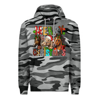 Slate Camo Merry christmas horses Premium Hoodie - FaDigitalArtStudio