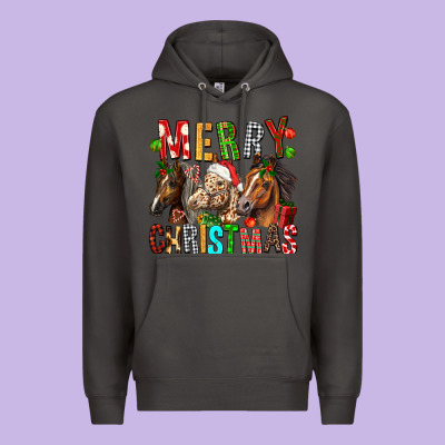 Merry Christmas Horses Premium Hoodie Designed By Fadigitalartstudio