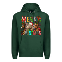 Sports Green Merry christmas horses Premium Hoodie - FaDigitalArtStudio