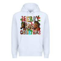 White Merry christmas horses Premium Hoodie - FaDigitalArtStudio