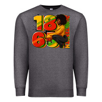 Charcoal Heather 1865 Juneteenth afro woman Premium Sweatshirt - RanaPortraitStore