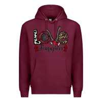Burgundy love firefighter Premium Hoodie - CowhideDigitalArt