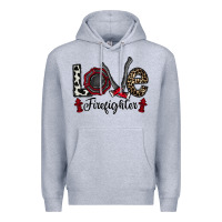 Heather Grey love firefighter Premium Hoodie - CowhideDigitalArt