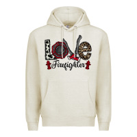 Oatmeal Heather love firefighter Premium Hoodie - CowhideDigitalArt