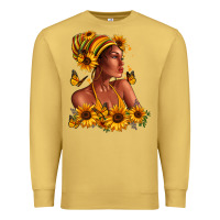 Antique Gold Afro American woman sunflowers Premium Sweatshirt - RanaPortraitStore