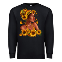 Black Afro American woman sunflowers Premium Sweatshirt - RanaPortraitStore