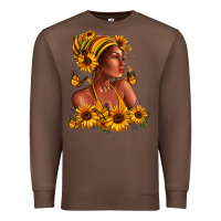 Chestnut Afro American woman sunflowers Premium Sweatshirt - RanaPortraitStore