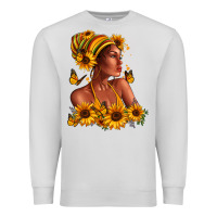 Dove Grey Afro American woman sunflowers Premium Sweatshirt - RanaPortraitStore
