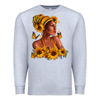 Heather Grey Afro American woman sunflowers Premium Sweatshirt - RanaPortraitStore