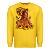 Lemon Afro American woman sunflowers Premium Sweatshirt - RanaPortraitStore