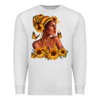 Oatmeal Heather Afro American woman sunflowers Premium Sweatshirt - RanaPortraitStore