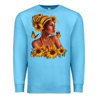 Ocean Blue Afro American woman sunflowers Premium Sweatshirt - RanaPortraitStore