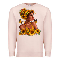 Pale Pink Afro American woman sunflowers Premium Sweatshirt - RanaPortraitStore