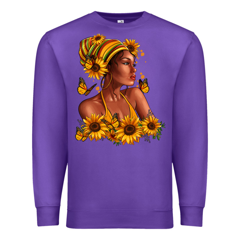 Afro American Woman Sunflowers Premium Sweatshirt by RanaPortraitStore | Teevron