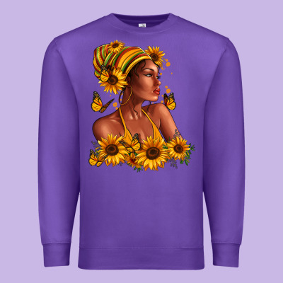 Premium Sweatshirt Afro American woman sunflowers