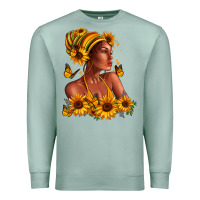 Seafoam Afro American woman sunflowers Premium Sweatshirt - RanaPortraitStore