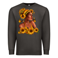 Smoke Afro American woman sunflowers Premium Sweatshirt - RanaPortraitStore