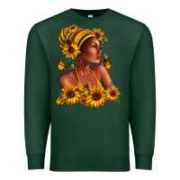 Sports Green Afro American woman sunflowers Premium Sweatshirt - RanaPortraitStore