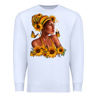 White Afro American woman sunflowers Premium Sweatshirt - RanaPortraitStore
