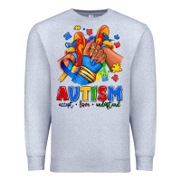 Heather Grey Autism accept love understand afro girl sneakers Premium Sweatshirt - RanaPortraitStore