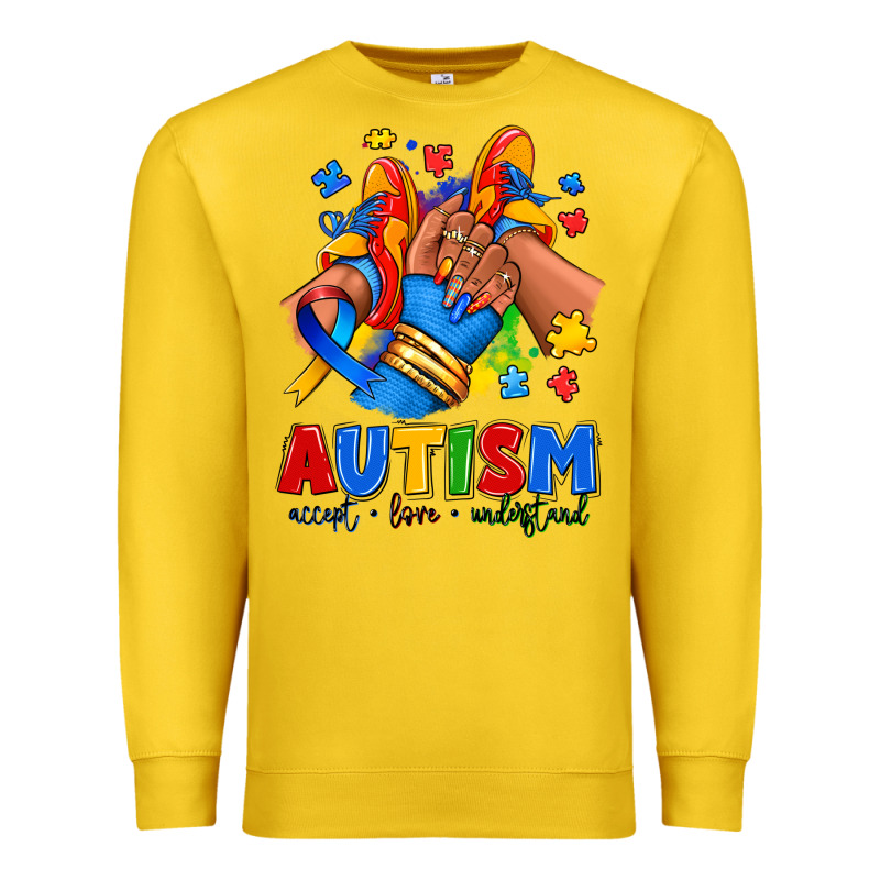 Autism Accept Love Understand Afro Girl Sneakers Premium Sweatshirt by RanaPortraitStore | Teevron