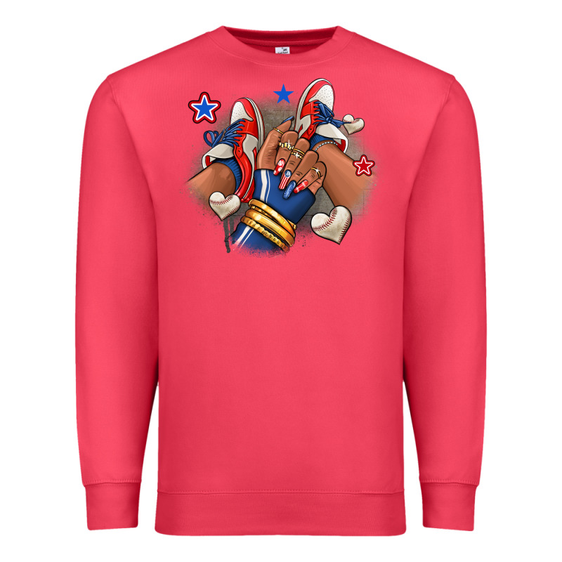 Baseball Afro Girl Sneakers Premium Sweatshirt by RanaPortraitStore | Teevron