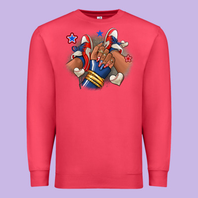Premium Sweatshirt Baseball afro girl sneakers