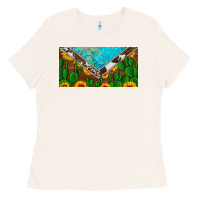 Cactus Sunflower Cowhide And Turquoise License Plate Ladies Tee | Teevron