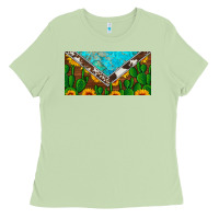 Matcha cactus sunflower cowhide and turquoise license plate Ladies Tee - Artiststas