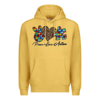 Antique Gold peace love autism1 Premium Hoodie - CowhideDigitalArt