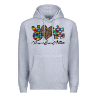 Heather Grey peace love autism1 Premium Hoodie - CowhideDigitalArt