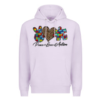Lilac peace love autism1 Premium Hoodie - CowhideDigitalArt