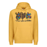 Mustard peace love autism1 Premium Hoodie - CowhideDigitalArt