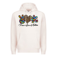 Pale Pink peace love autism1 Premium Hoodie - CowhideDigitalArt