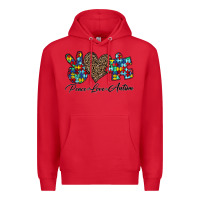 Red peace love autism1 Premium Hoodie - CowhideDigitalArt