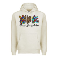 Oatmeal Heather peace love autism1 Premium Hoodie - CowhideDigitalArt