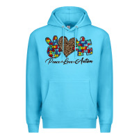 Ocean Blue peace love autism1 Premium Hoodie - CowhideDigitalArt